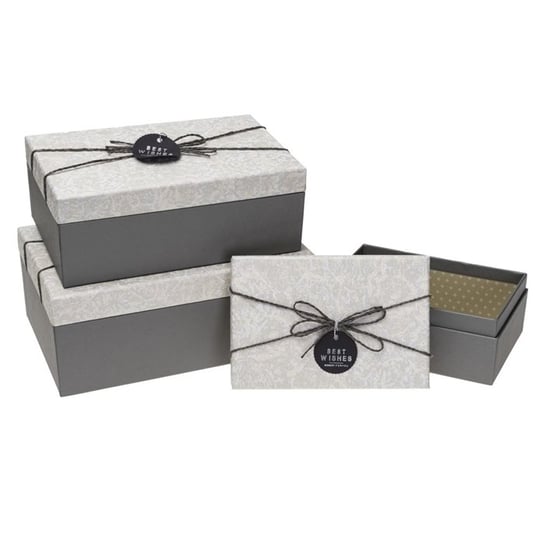 Zestaw pudełek ozdobnych, HL-053-Grey, szary, 3 sztuki Neopak