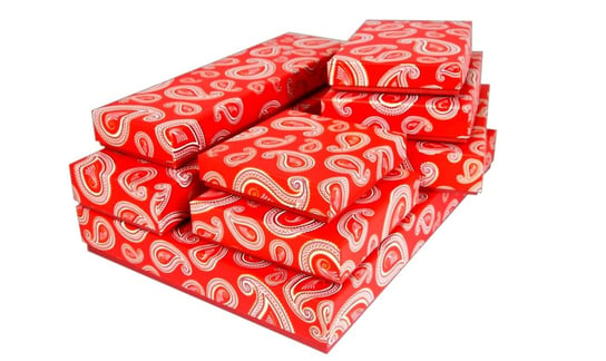 Zestaw pudełek płaskich, Arabeska, czerwone, 8 sztuk Neopak