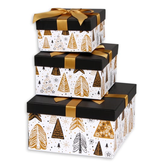 Zestaw pudełek prezentowych Golden Glamour, boże Narodzenie, 3 sztuki Empik