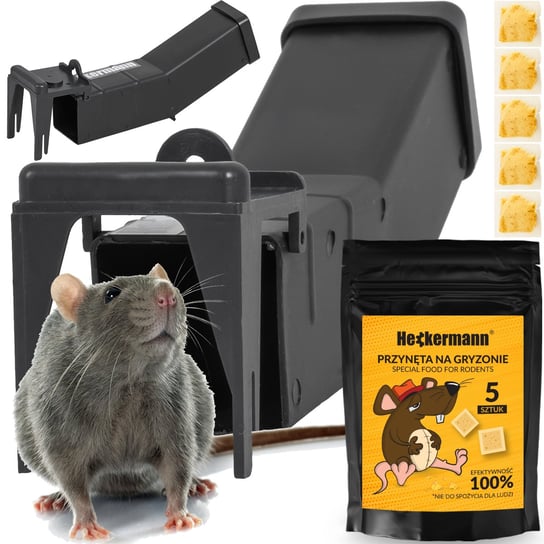 Zestaw Pułapka na szczury myszy MINI model HC2216S + 5x Przynęta Heckermann