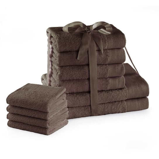 Zestaw ręczników Amari – 10 elementów brązowy AmeliaHome AmeliaHome
