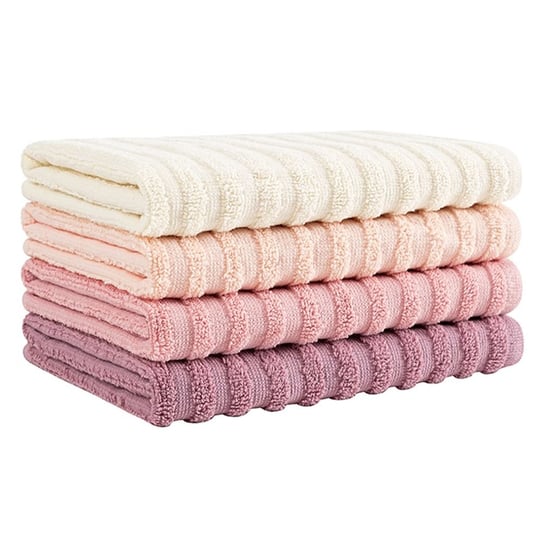 Zestaw ręczników kuchennych 40x65 wytłaczane pasy kolor róż 4szt prezent Inna marka