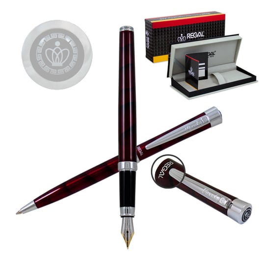 Zestaw Regal RE10PD, pióro wieczne + długopis z serii KATHERINE, bordowe Regal