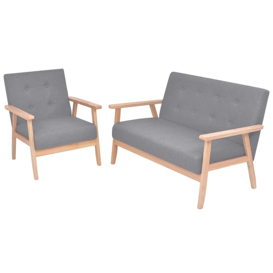 Zestaw retro: fotel i sofa, jasnoszary, drewniana  / AAALOE Inna marka