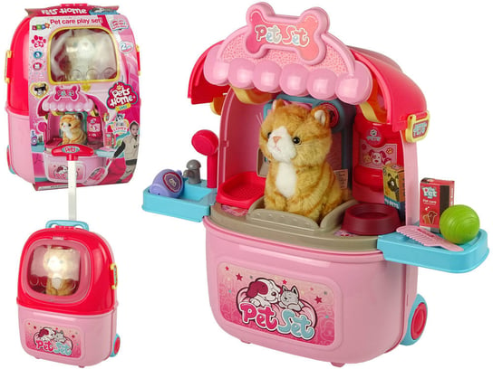 Zestaw Salon Piękności Dla Kota Ruda Sierść Zwierzak w Walizce Plecak Różowy Lean Toys