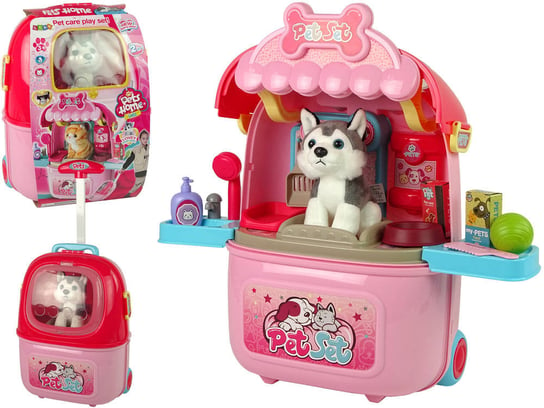 Zestaw Salon Piękności Dla Psa Zwierzak w Walizce Plecak Różowy Lean Toys