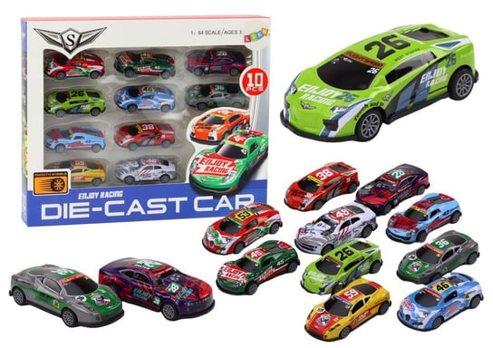 Zestaw Samochodzików Resoraki Autka Sportowe Wyścigowe 1:64 10 szt. Lean Toys