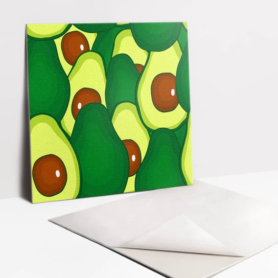 Zestaw Samoprzylepnych Kafli Winylowych - Zielone rysunkowe awokado, 30x30 cm - 9 sztuk Tulup