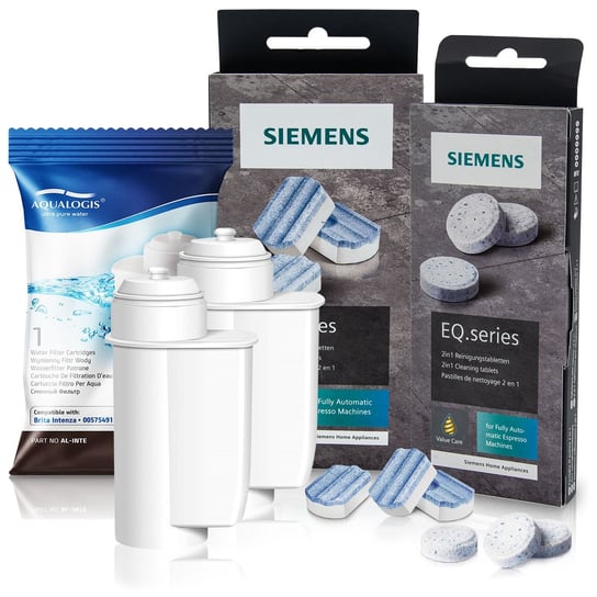 Zestaw Siemens, Filtr Aqualogis AL-Inte 2szt, Siemens Odkamieniacz TZ80002, Siemens Tabletki TZ80001 Aqualogis