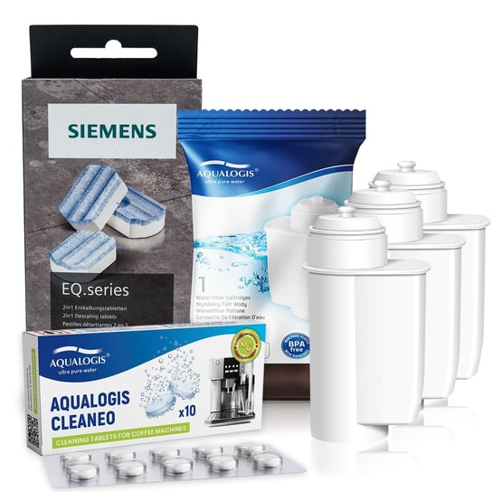 Zestaw Siemens, Filtr Aqualogis AL-Inte 3szt, Siemens Odkamieniacz TZ80002, Cleaneo 10szt Aqualogis