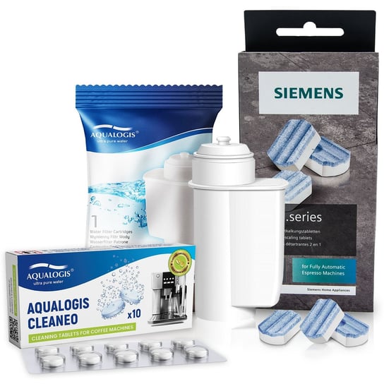Zestaw Siemens, Filtr Aqualogis AL-Inte, Siemens Odkamieniacz TZ80002, Cleaneo 10szt Aqualogis