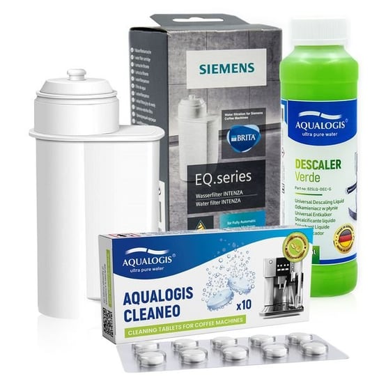 Zestaw Siemens, Filtr Intenza Tz70003, Odkamieniacz Verde 250Ml, Tabletki Cleaneo 10 Szt. Aqualogis