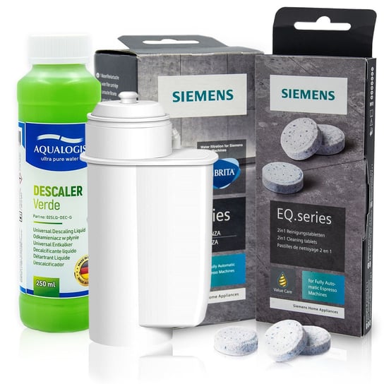 Zestaw Siemens, Filtr Intenza Tz70003, Tabletki Czyszczęce Tz80001,Odkamieniacz Verde 250Ml Aqualogis