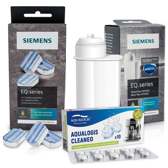 Zestaw Siemens, Filtr Intenza Tz70003, Tabletki Odkamieniające Tz80002, Tabletki Odtłuszczające Aqualogis Cleaneo 10 Szt. Aqualogis
