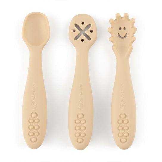 Zestaw silikonowych łyżeczek do nauki jedzenia 3 szt. Take&Match beżowy 6m+ PETITE&MARS Petite&Mars