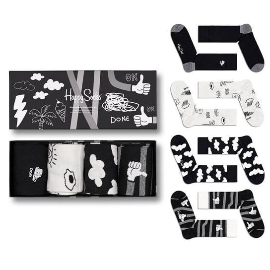 Zestaw skarpetek Gift box Happy Socks 4-pak Black and white - XBWI09-9100-41-46 Happy Socks