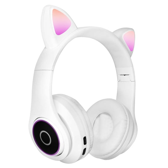 Zestaw Słuchawkowy Bluetooth 5.0 Design Kocie Uszy Z Wbudowanym Mikrofonem Biały Avizar