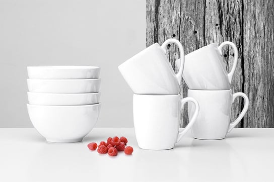 Zestaw śniadaniowy, 4 os. (8 el.) LUPIN biały / 340 /Ø14 / ceramika Konsimo