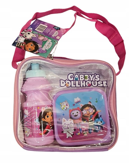 Zestaw śniadaniowy z torebką Koci Domek Gabi Bidon + Lunchbox Pojemnik JOINCO