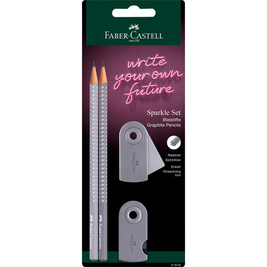 Zestaw Sparkle Dapple Gray 2 Ołówki + Temperówka Sleeve Mini + Gumka Sleeve Mini Blister Faber-castell Faber-Castell