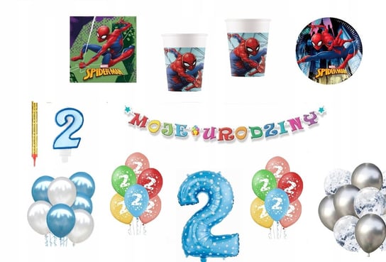 Zestaw Spidermen 2 Urodziny Balony Spider-Man Inna marka