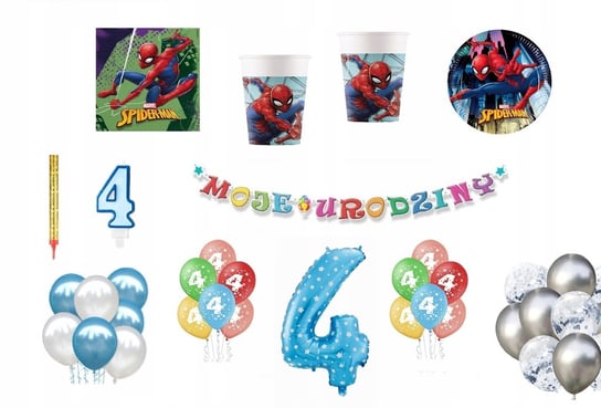 Zestaw Spidermen 4 Urodziny Balony Spider-Man Inna marka