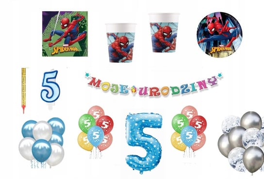 Zestaw Spidermen 5 Urodziny Balony Spider-Man Inna marka