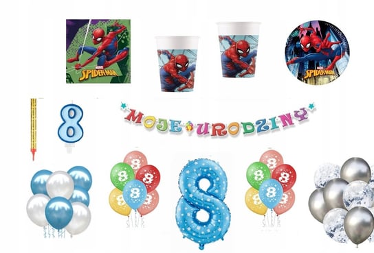 Zestaw Spidermen 8 Urodziny Balony Spider-Man Inna marka