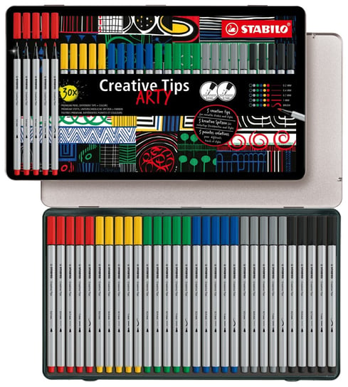 Zestaw STABILO Creative Tips ARTY kolory podstawowe, metalowe etui 30 szt. Stabilo