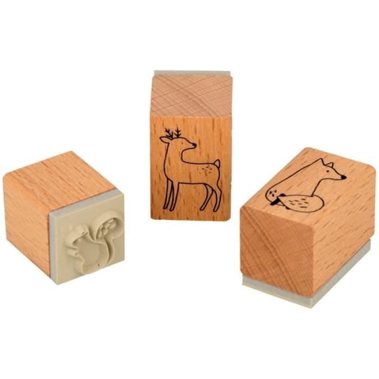 Zestaw stempli drewnianych - Woodsy Christmas - Zwierzęta - 3 szt Inna marka