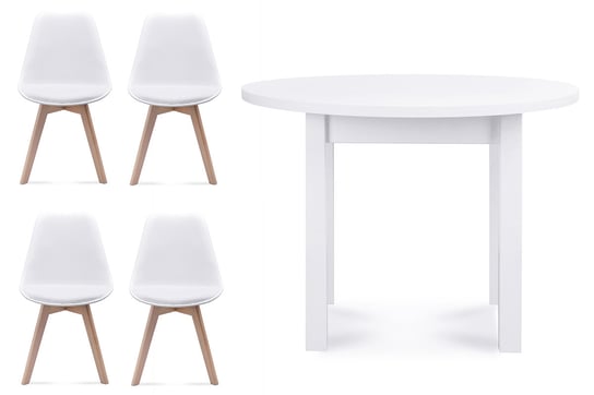 Zestaw Stół i Krzesła KONSIMO Beso, Menzo, biały, 4 szt. Konsimo