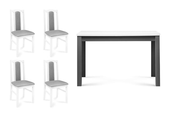 Zestaw Stół i Krzesła KONSIMO Cibus, Silva, jasnoszaro-biały, 43x94x40 cm, 4 szt. Konsimo