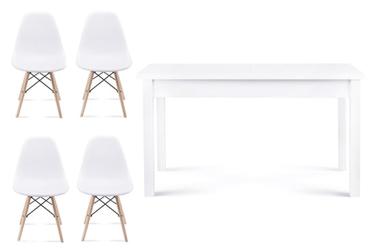 Zestaw Stół i Krzesła KONSIMO Nerea, Cenare, biały, 47x83x50 cm, 4 szt. Konsimo