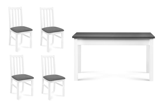 Zestaw Stół i Krzesła KONSIMO Quatus, Cenare, szaro-biały, 43x94x40 cm, 4 szt. Konsimo