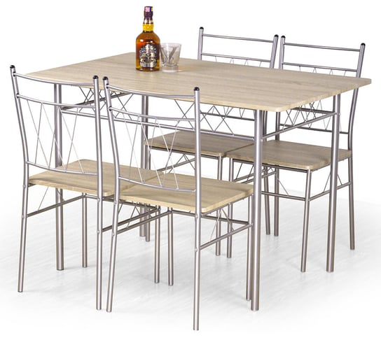 Zestaw stół+krzesła ELIOR Danter, brazowo-srebrny, 110x70x75 cm Elior
