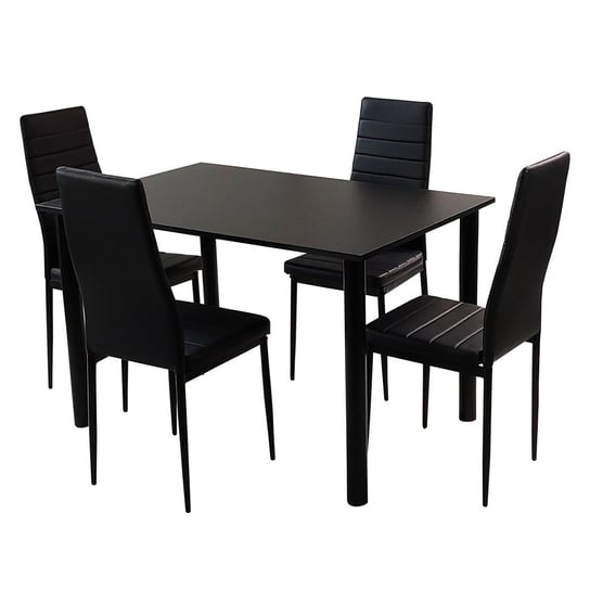 Zestaw stół Lugano 120 czarny i 4 krzesła Nicea czarne BMDesign