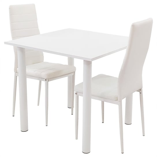 Zestaw stół Lugano 80 biały i 2 krzesła Nicea białe BMDesign