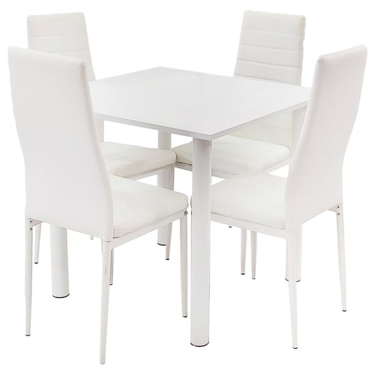 Zestaw stół Lugano 80 biały i 4 krzesła Nicea białe BMDesign
