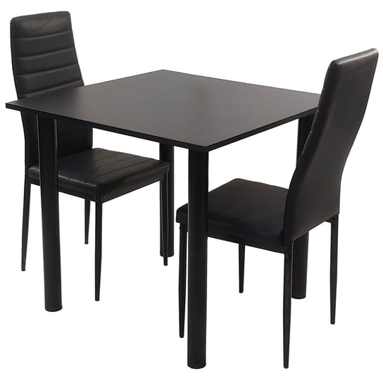 Zestaw stół Lugano 80 czarny i 2 krzesła Nicea czarne BMDesign