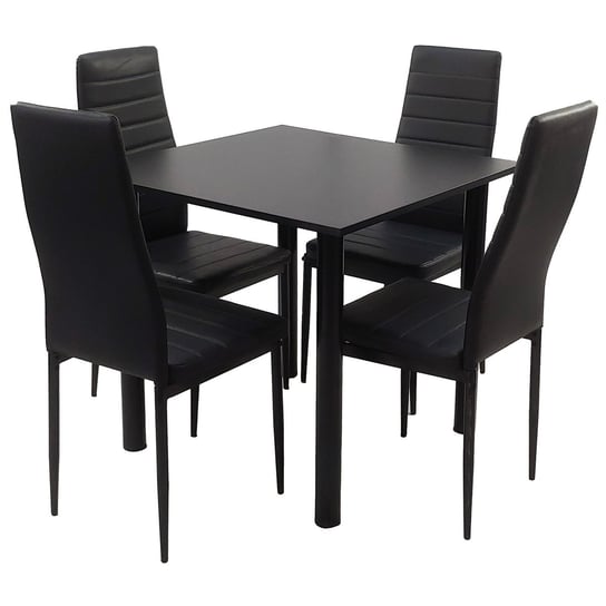 Zestaw stół Lugano 80 czarny i 4 krzesła Nicea czarne BMDesign