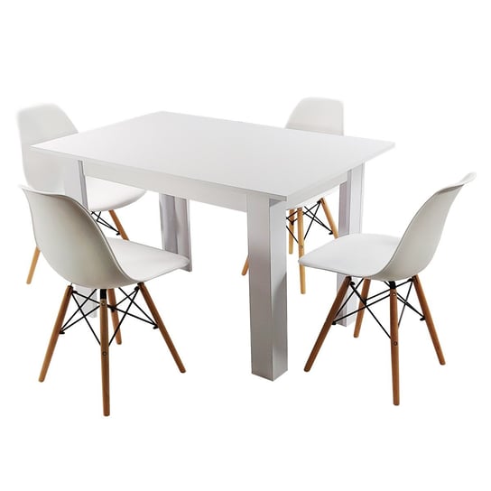 Zestaw stół Modern 120 biały i 4 krzesła Milano białe BMDesign