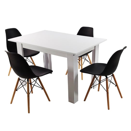 Zestaw stół Modern 120 biały i 4 krzesła Milano czarne BMDesign