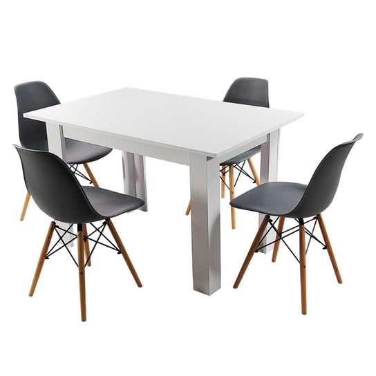 Zestaw stół Modern 120 biały i 4 krzesła Milano grafitowe BMDesign