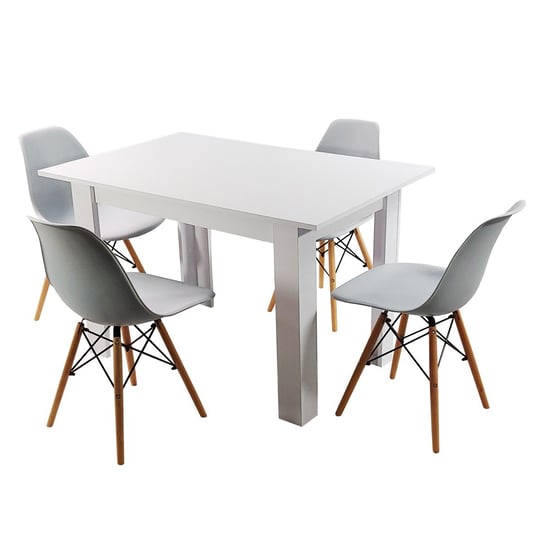 Zestaw stół Modern 120 biały i 4 krzesła Milano szare BMDesign