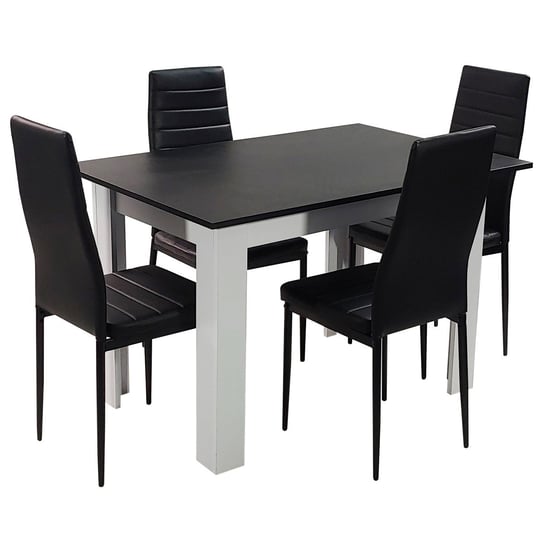 Zestaw Stół Modern 120 Bw I 4 Czarne Krzesła Nicea BMDesign