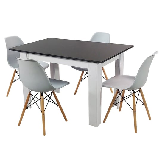 Zestaw stół Modern 120 BW i 4 krzesła Milano szare BMDesign