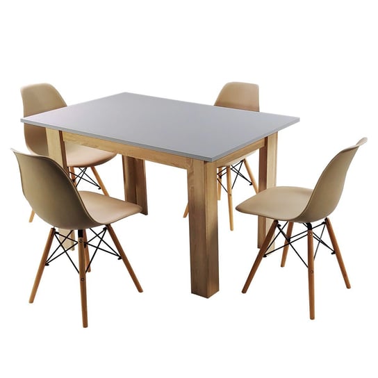 Zestaw stół Modern 120 GS i 4 krzesła Milano beżowe BMDesign