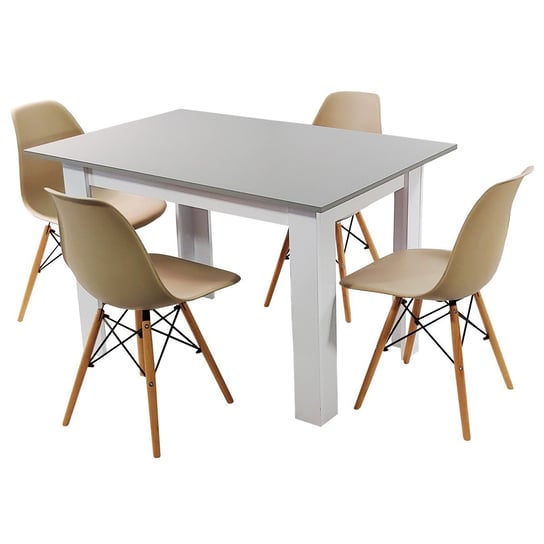 Zestaw stół Modern 120 GW i 4 krzesła Milano beżowe BMDesign