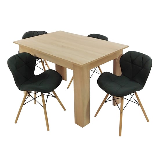 Zestaw stół Modern 120 sonoma i 4 krzesła Eliot FABRIC czarne BMDesign