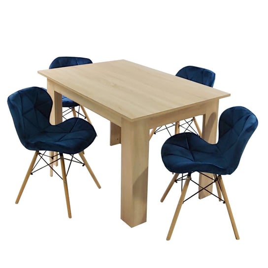 Zestaw stół Modern 120 sonoma i 4 krzesła Eliot VELVET granatowe BMDesign